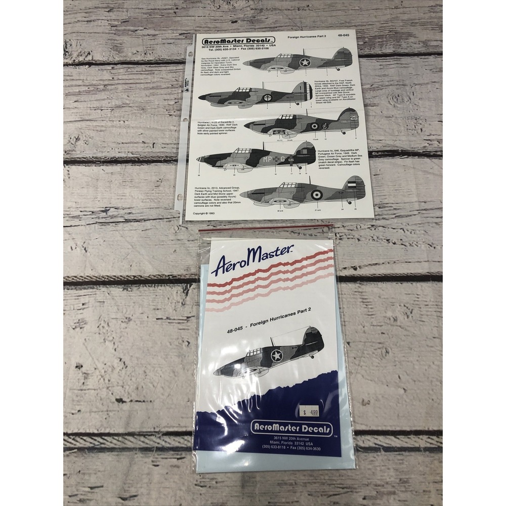 AEROMASTER  # 48-045 FOREIGN HURRICANES PAT 2  1:48 DECAL SET NEW